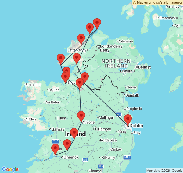 Merveilles sauvages d'Irlande, du centre au nord en autotour