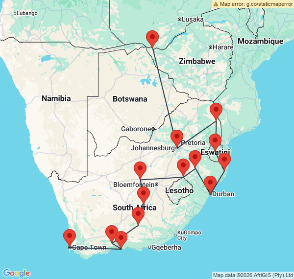 Le Grand tour de l'Afrique du Sud aux Chutes Victoria
