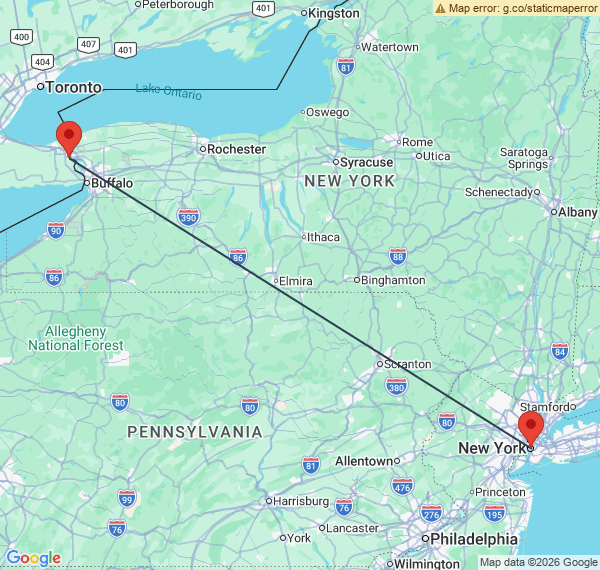 De New York aux Chutes du Niagara