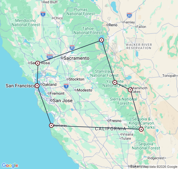 San Francisco, Yosemite et Parc de Sequoia en autotour