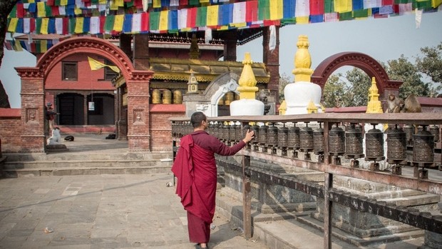 Moine à Losar lors du festival