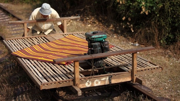 Train de bambou au Cambodge