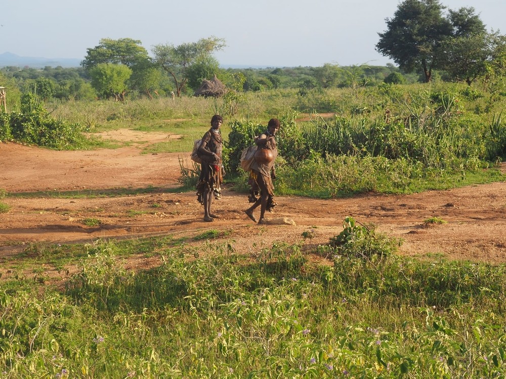 Femmes Hamars sur la route en Ethiopie