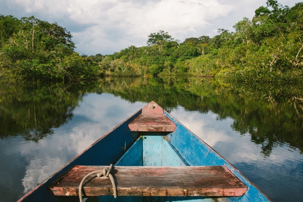 canoe in amazonian jungle